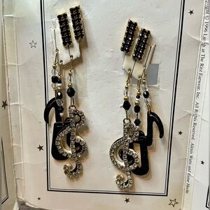 Lunch at the Ritz Music Earrings Vintage with original Card Menu! Notes Piano